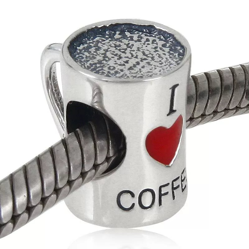 Sterling Silver "I Love Coffee" Charm Bead