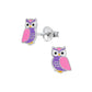 Children' Sterling Silver Purple & Pink Owl Stud Earrings - Melchior Jewellery 