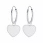 Girls's Sterling Silver Heart Charm Hoop Earrings