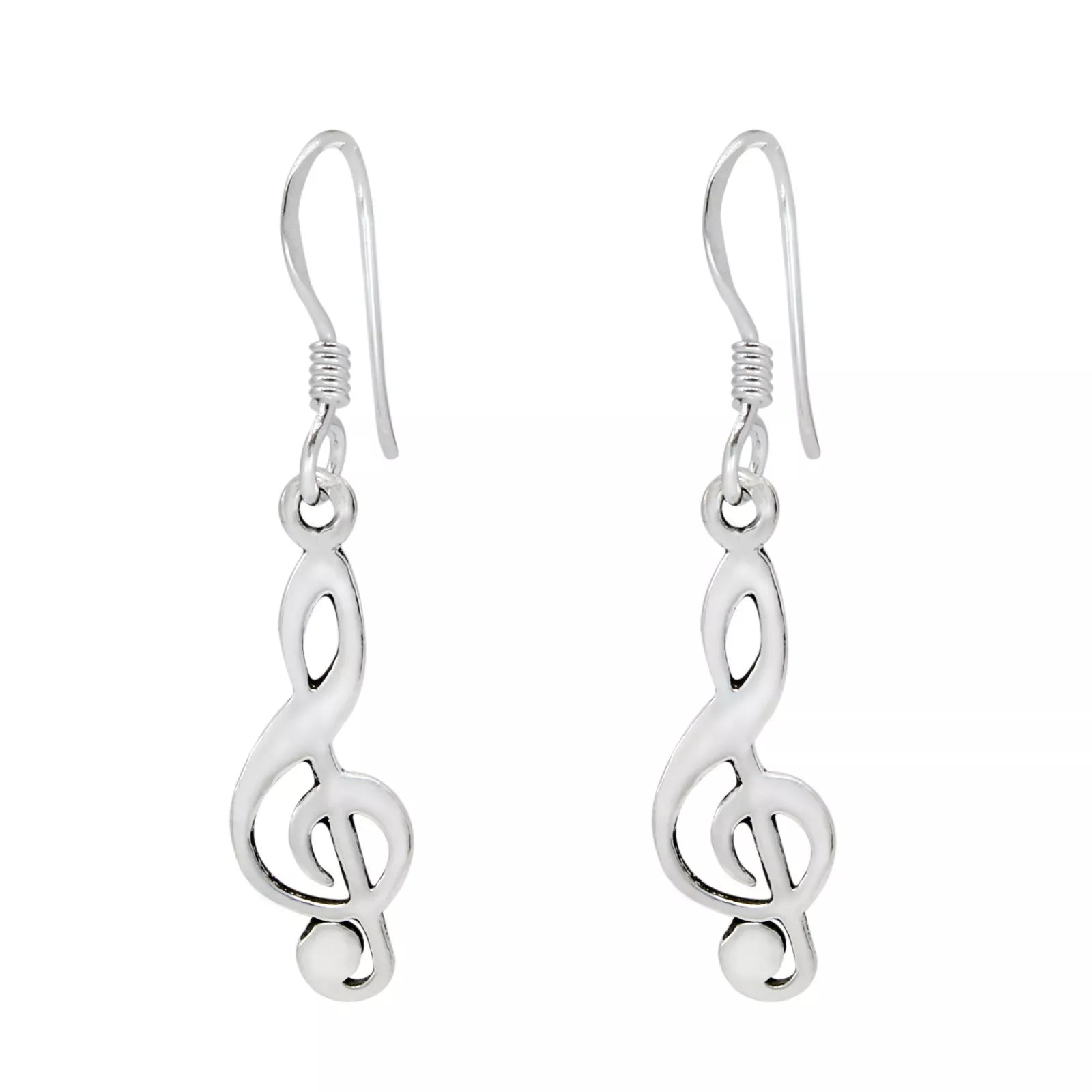 Sterling Silver G Clef Music Drop Earrings - Melchior Jewellery 