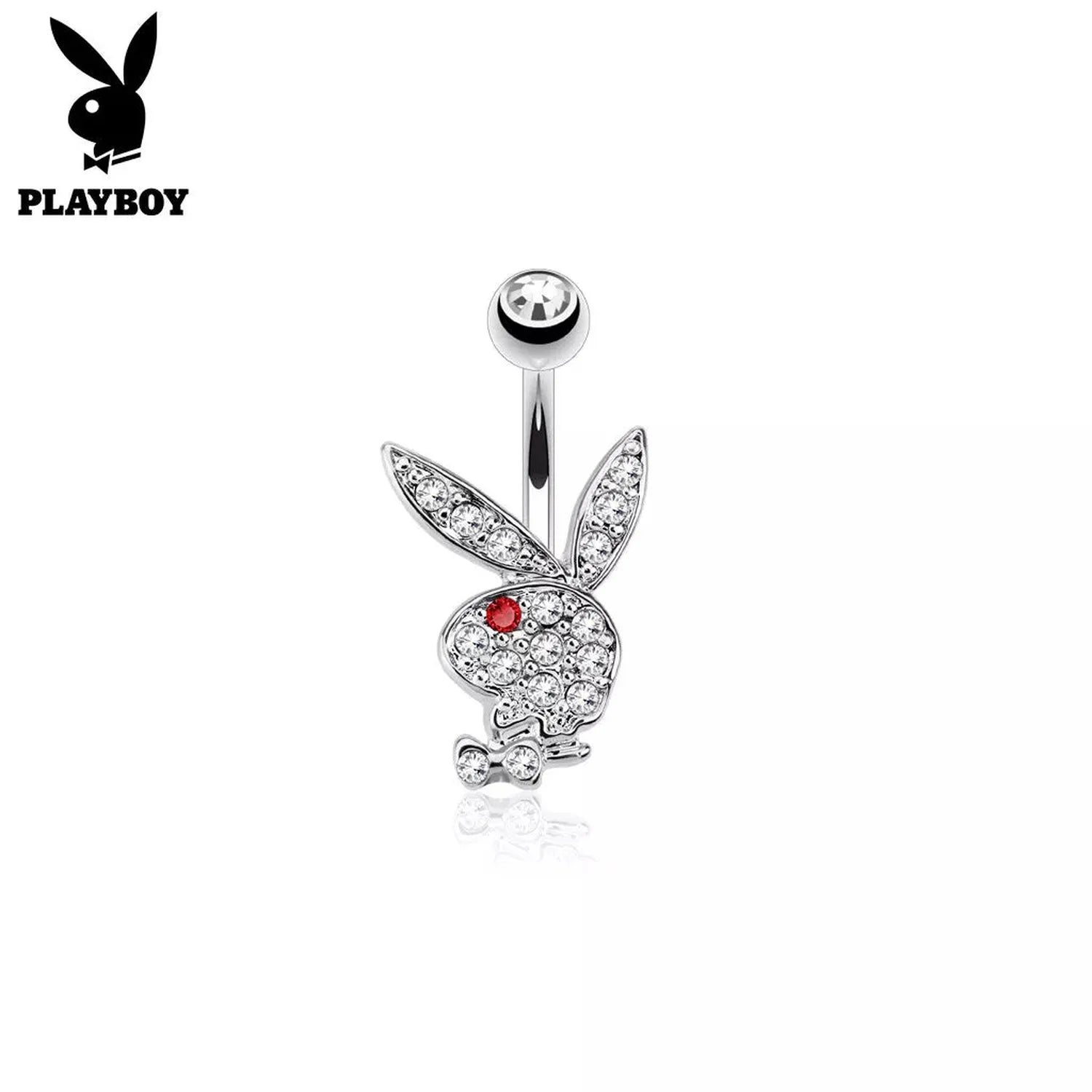 Stainless Steel CZ Playboy Bunny Piercing Belly Bar - Melchior Jewellery 