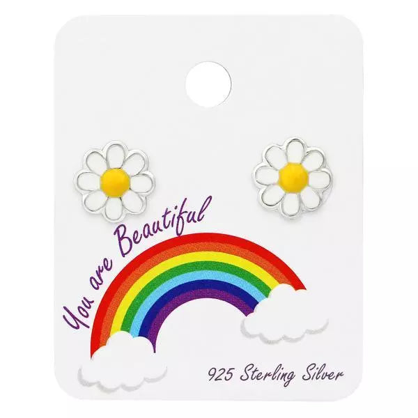 Children's Sterling Silver Girls Daisy Stud Earrings