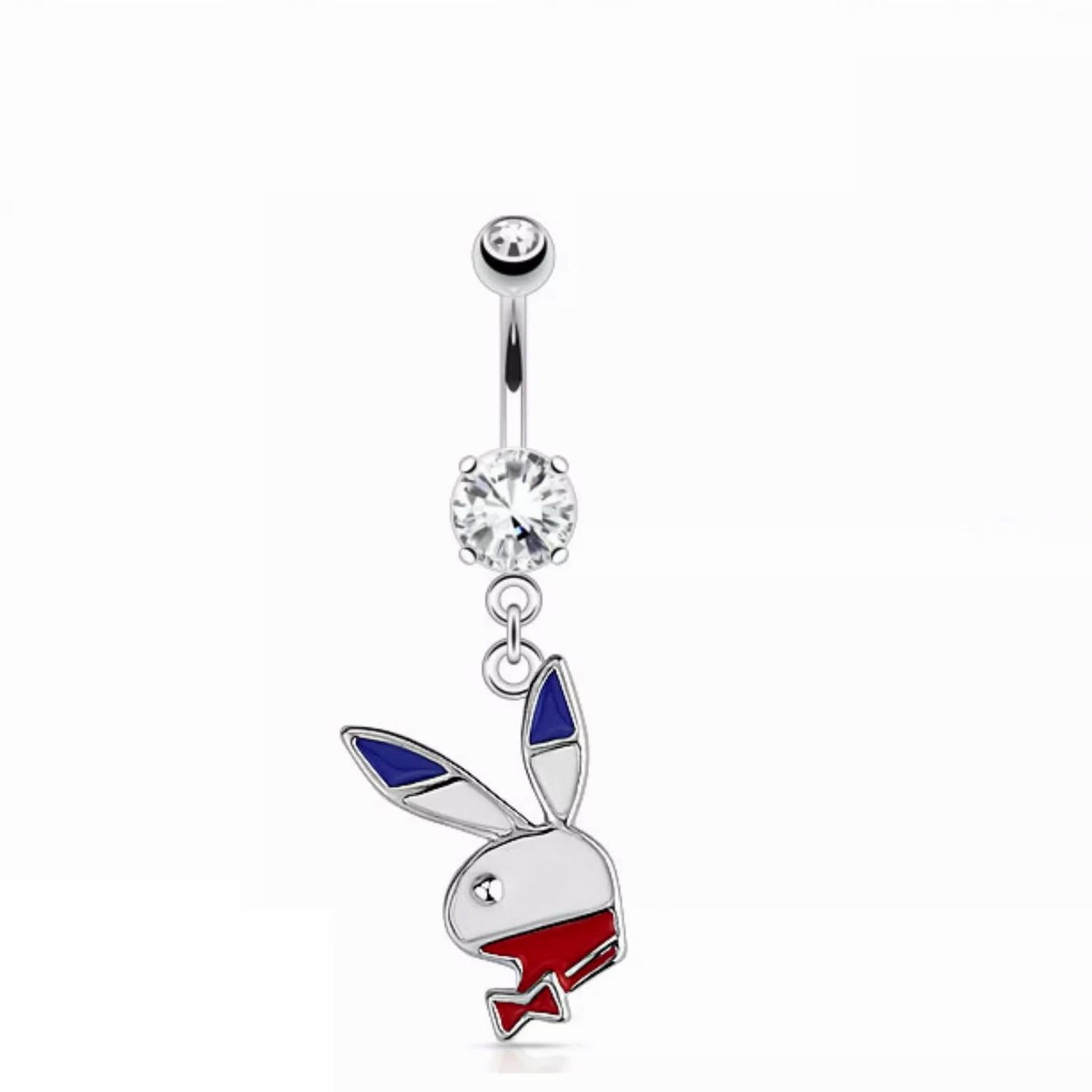Stainless Steel Playboy Bunny Piercing Belly Bar - Melchior Jewellery 