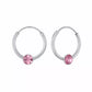 Children's Sterling Silver Pink Crystal Hoop Earrings