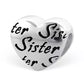 Sterling Silver Sister Heart European Charm Bead