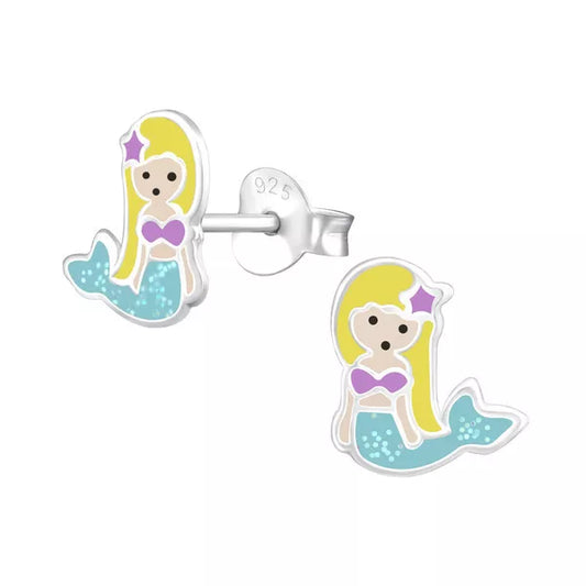 Children's Sterling Silver Sparkly "Mermaid" Stud Earrings