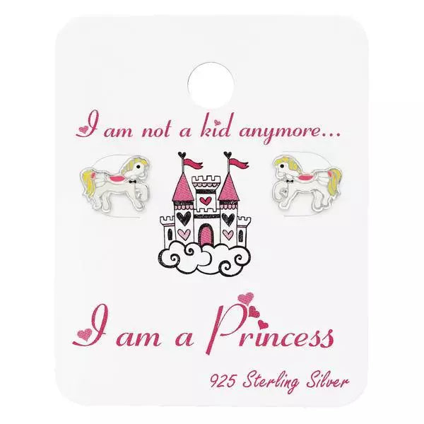 Children's Sterling Silver Girls Unicorn Stud Earrings - Melchior Jewellery 