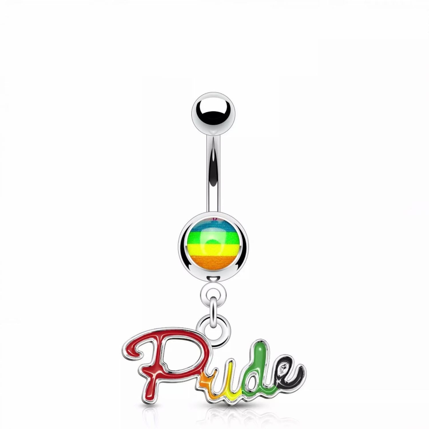 Stainless Steel Gay Pride Colourful Piercing Belly Bar - Melchior Jewellery 