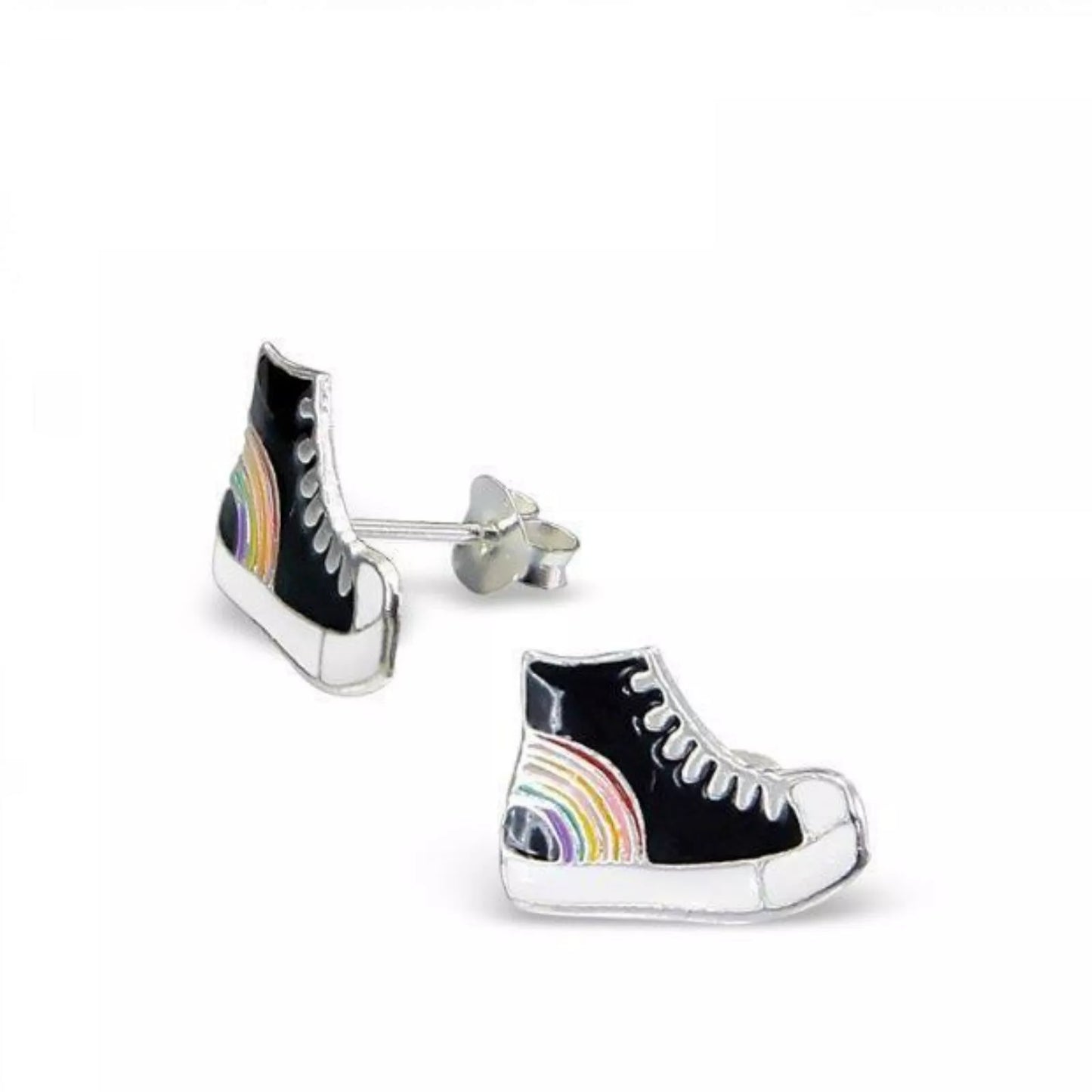 Childrens Girls Sterling Silver Baseball Boots Stud Earrings
