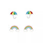Sterling Silver Girls Rainbow Weather Stud Earrings Set - Melchior Jewellery 