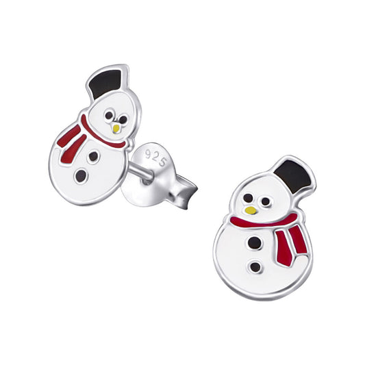 Children's Sterling Silver Snowman Stud Earrings