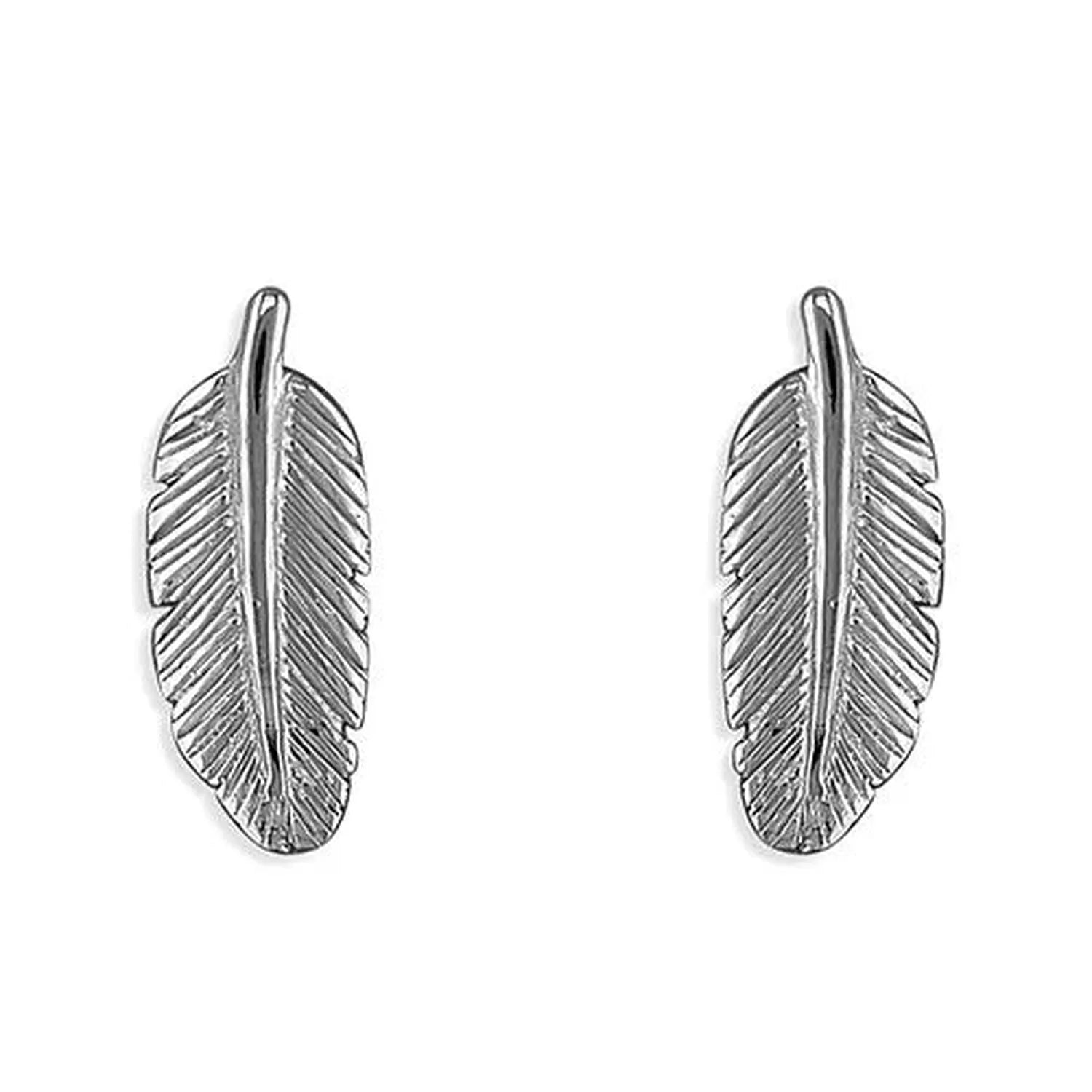 Sterling Silver Feather Stud Earrings - Melchior Jewellery 