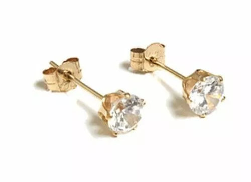 9ct Gold Clear CZ studs 4mm Round Stud Earrings