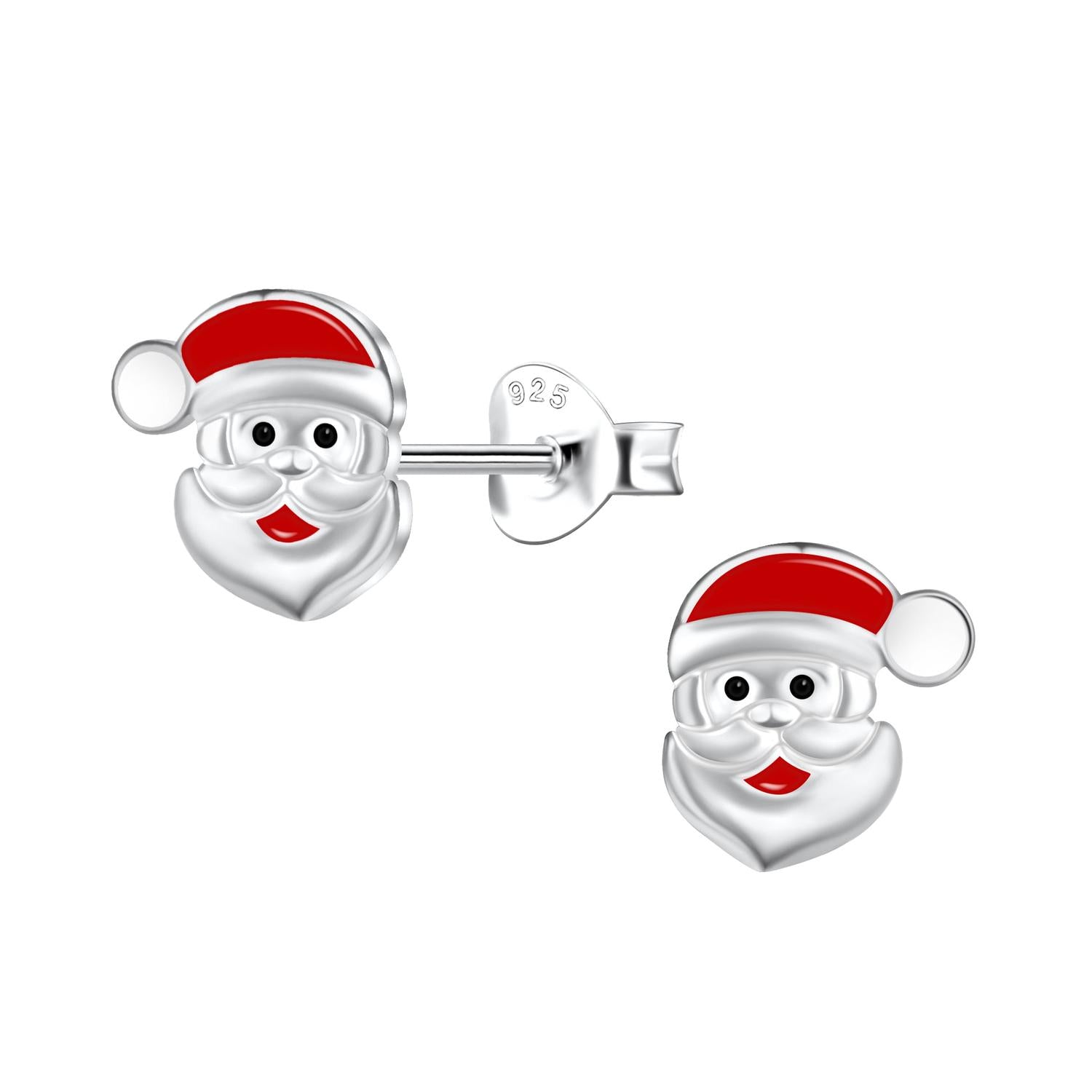 Melchior Jewellery Santa earrings for kids in sterling silver with red enamel hat design