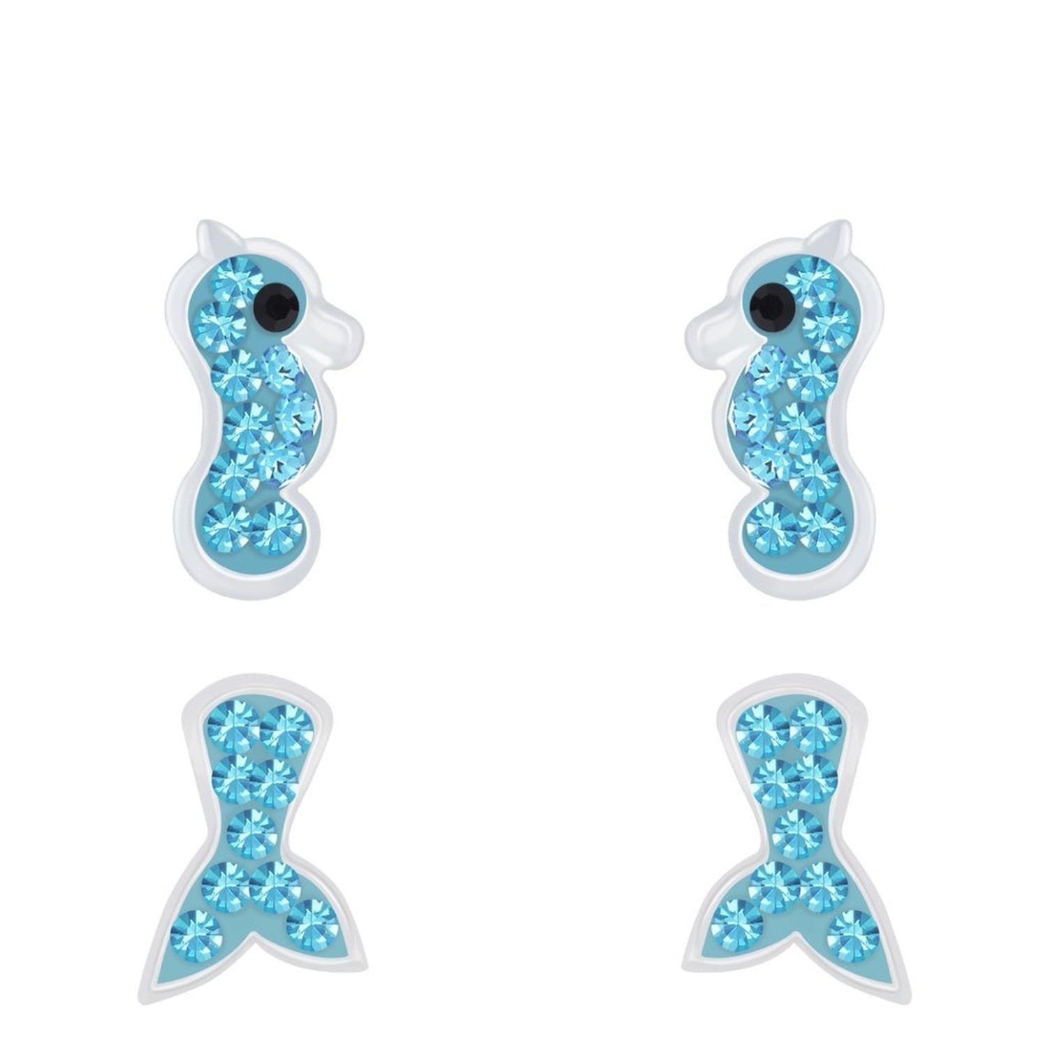 Sterling Silver Sea Life Earrings for Children- Set - Melchior Jewellery 