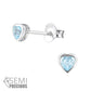 Melchior Jewellery sterling silver topaz heart stud earrings with blue gemstone in heart shape