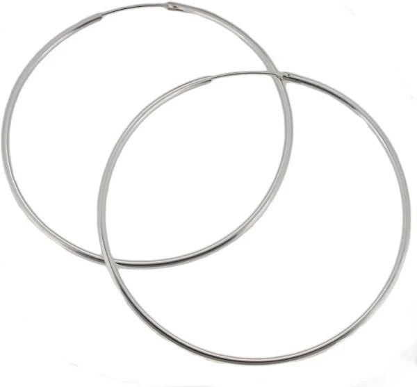 Sterling Silver 1.2mm Rhodium Plated Hoop Earrings - Choose your Size