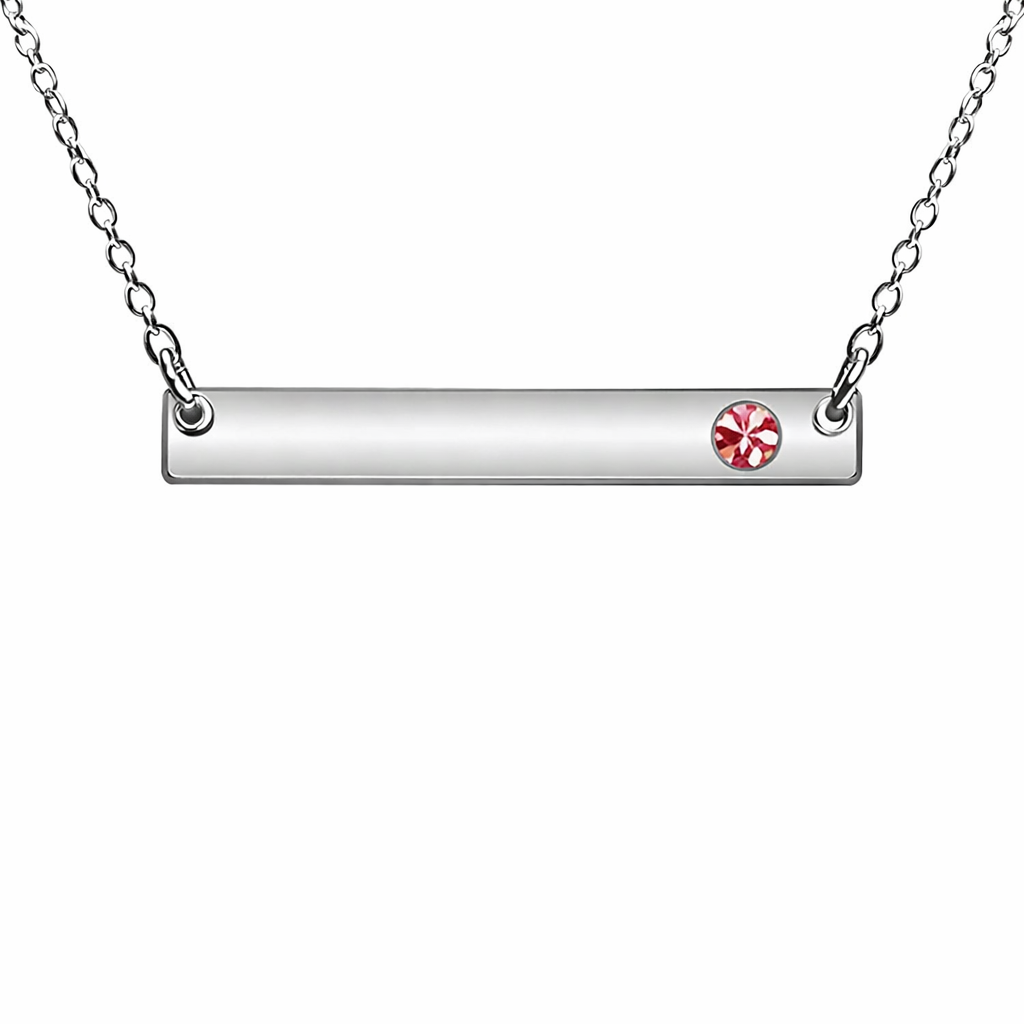 Stainless Steel Birthstone Bar Necklace - Melchior Jewellery 
