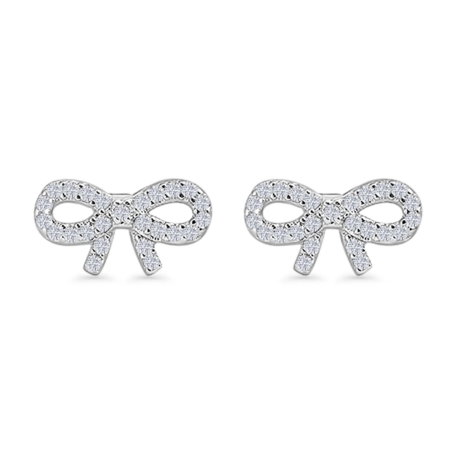 Melchior Jewellery sterling silver bow earrings studded with sparkling clear crystals