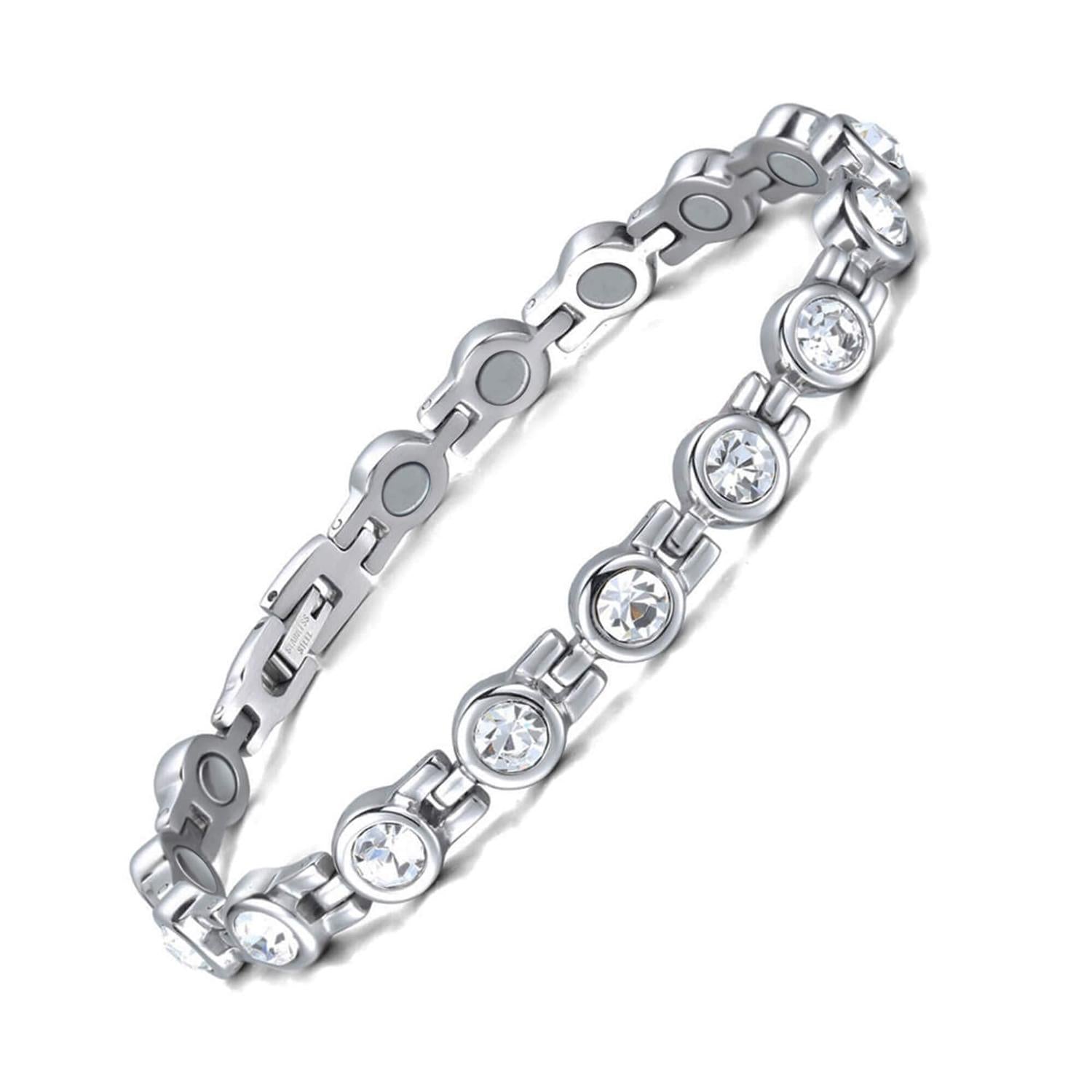Ladies Magnetic Crystal Bracelet in Stainless Steel - Melchior Jewellery 
