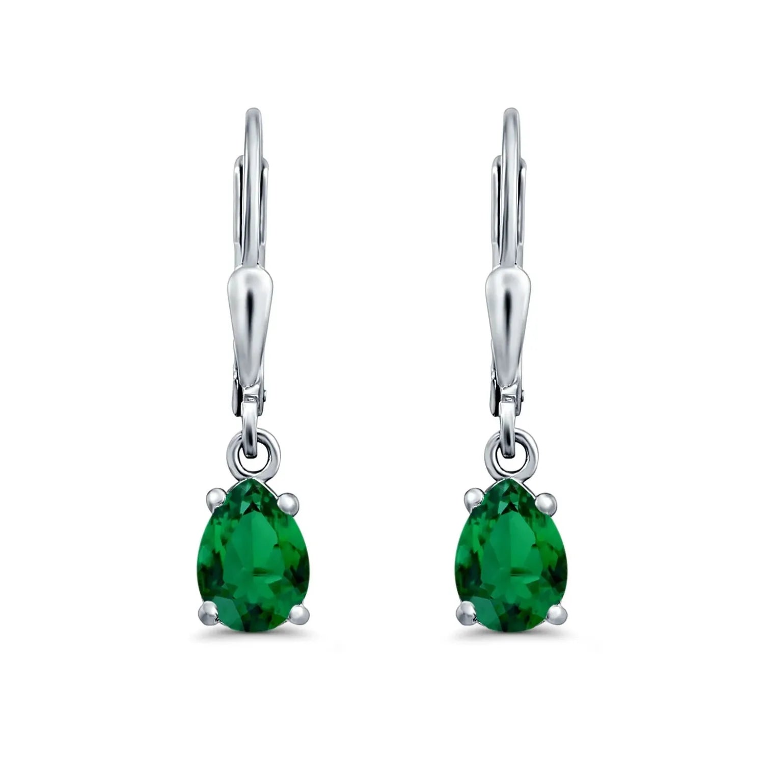 Silver Emerald Bridal Teardrop Earrings by Melchior Jewellery with vibrant green gemstones
