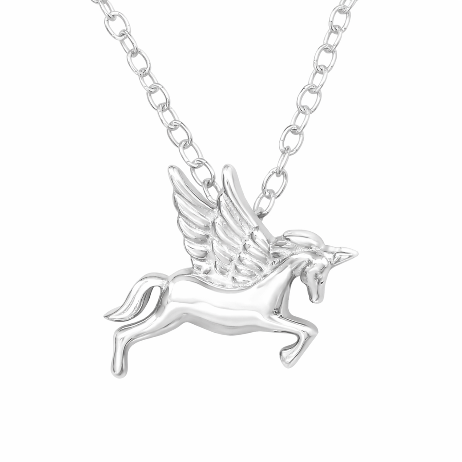 sterling silver flying unicorn pendant necklace for girls unicorn necklace by Melchior Jewellery