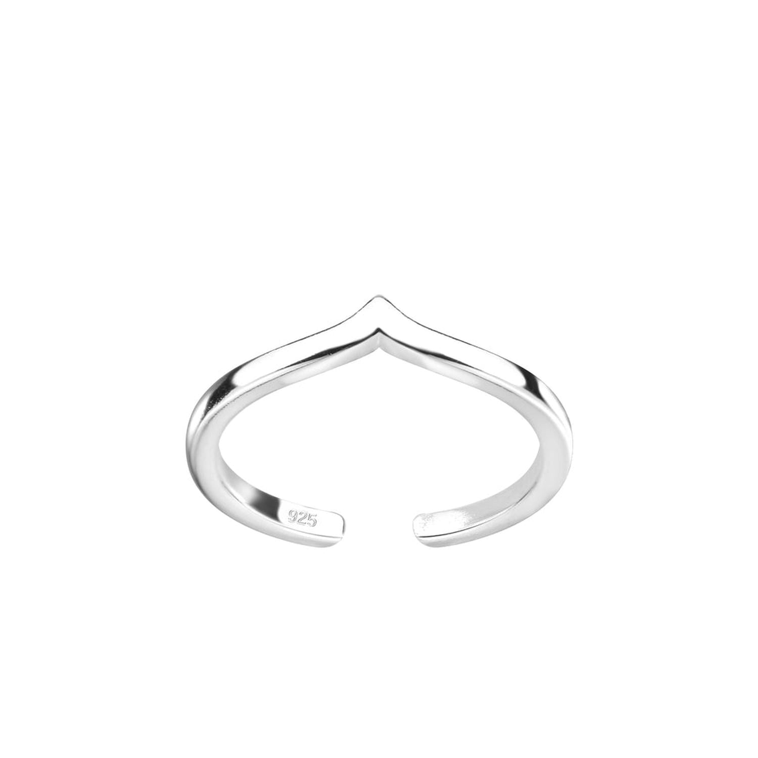 Melchior Jewellery sterling silver chevron toe ring with polished smooth finish and open adjustable design