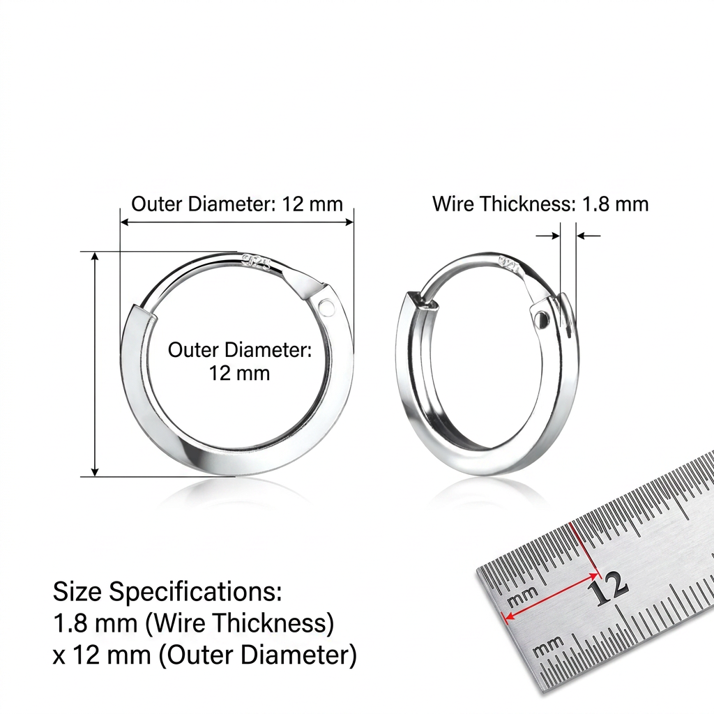 Sterling Silver Hinged Square Tube Micro-Huggie Hoop Earrings - Melchior Jewellery 