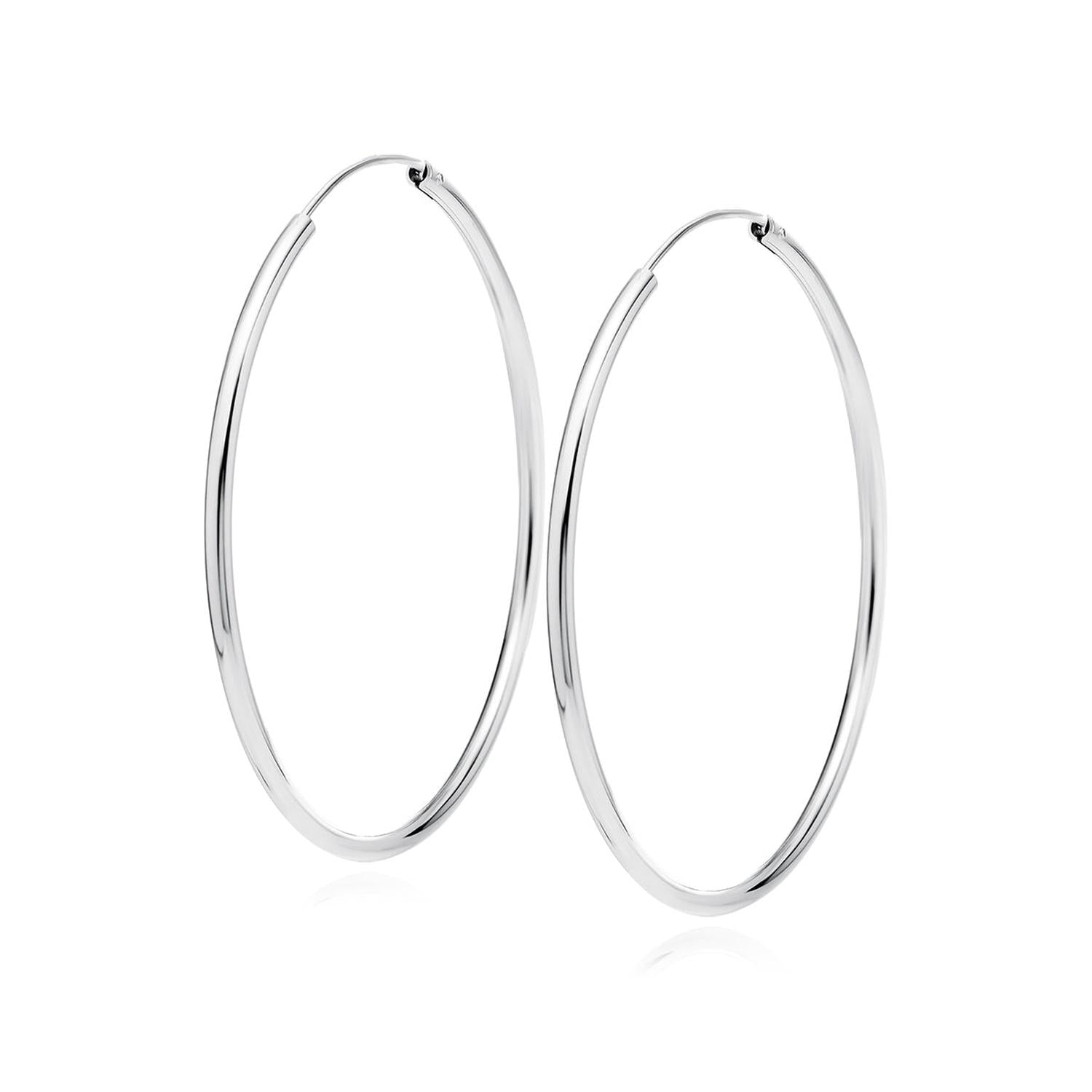 sterling silver hoop earrings classic large round design shiny finish for everyday wear