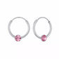 Melchior Jewellery pink crystal hoop earrings for kids with silver hoops and pink crystals