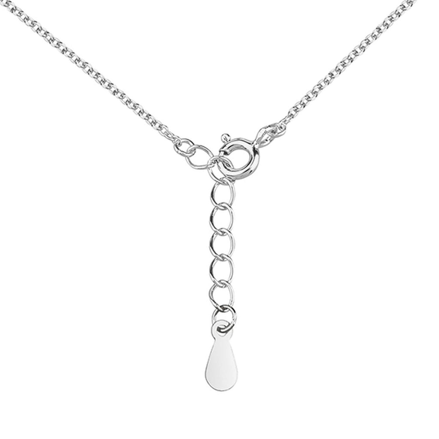 Close-up of sterling silver lightning necklace chain clasp with adjustable links by Melchior Jewellery