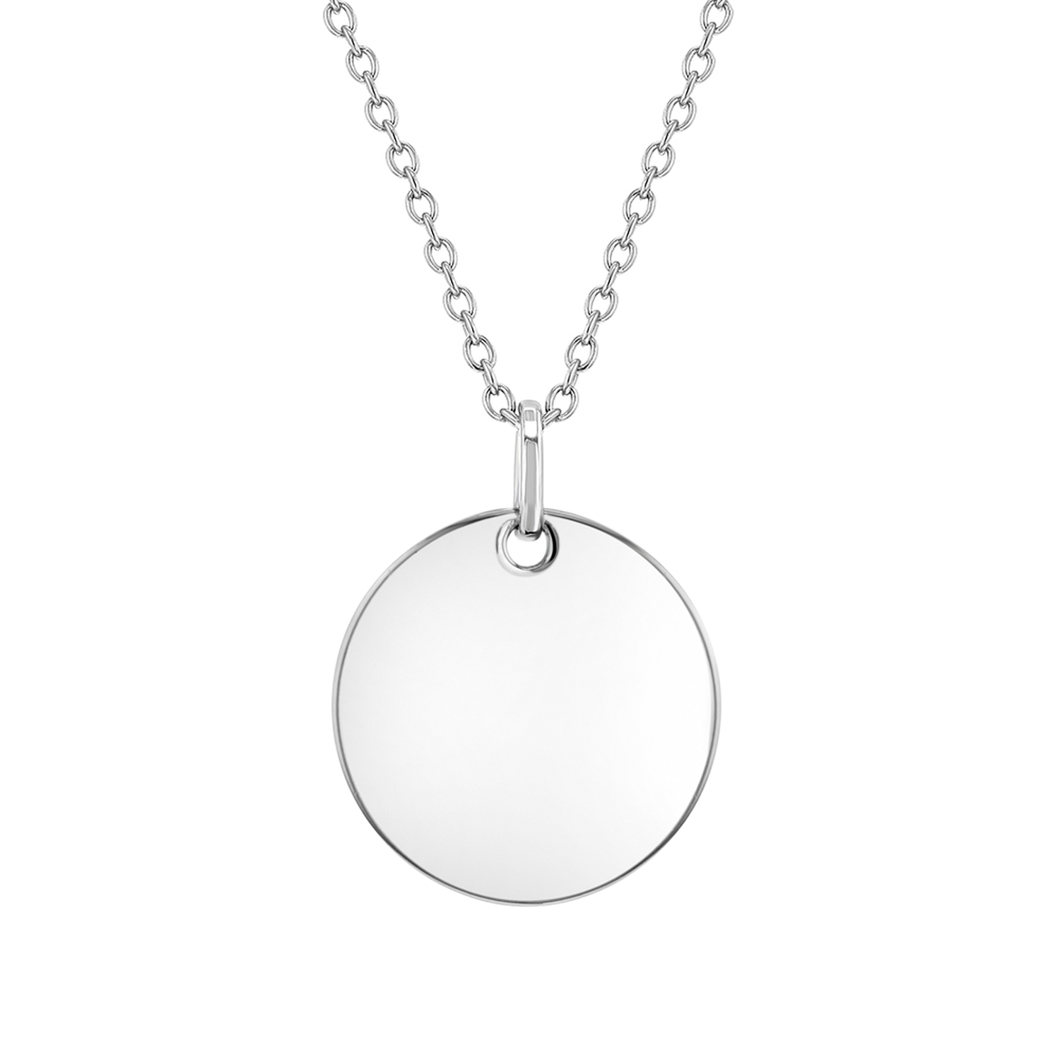 Sterling silver Silver Circle Childrens Engravable Necklace with round pendant and fine chain for kids