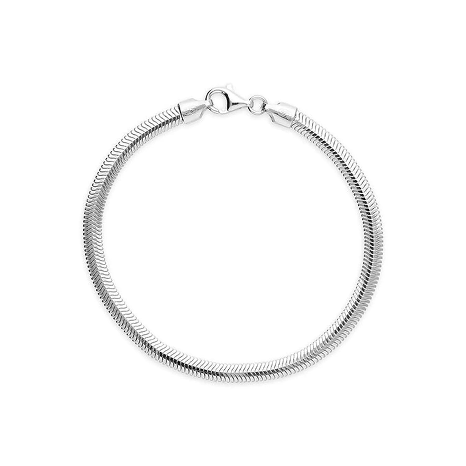 sterling silver Diamond Cut Snake Bracelet with lobster clasp for elegant everyday wear