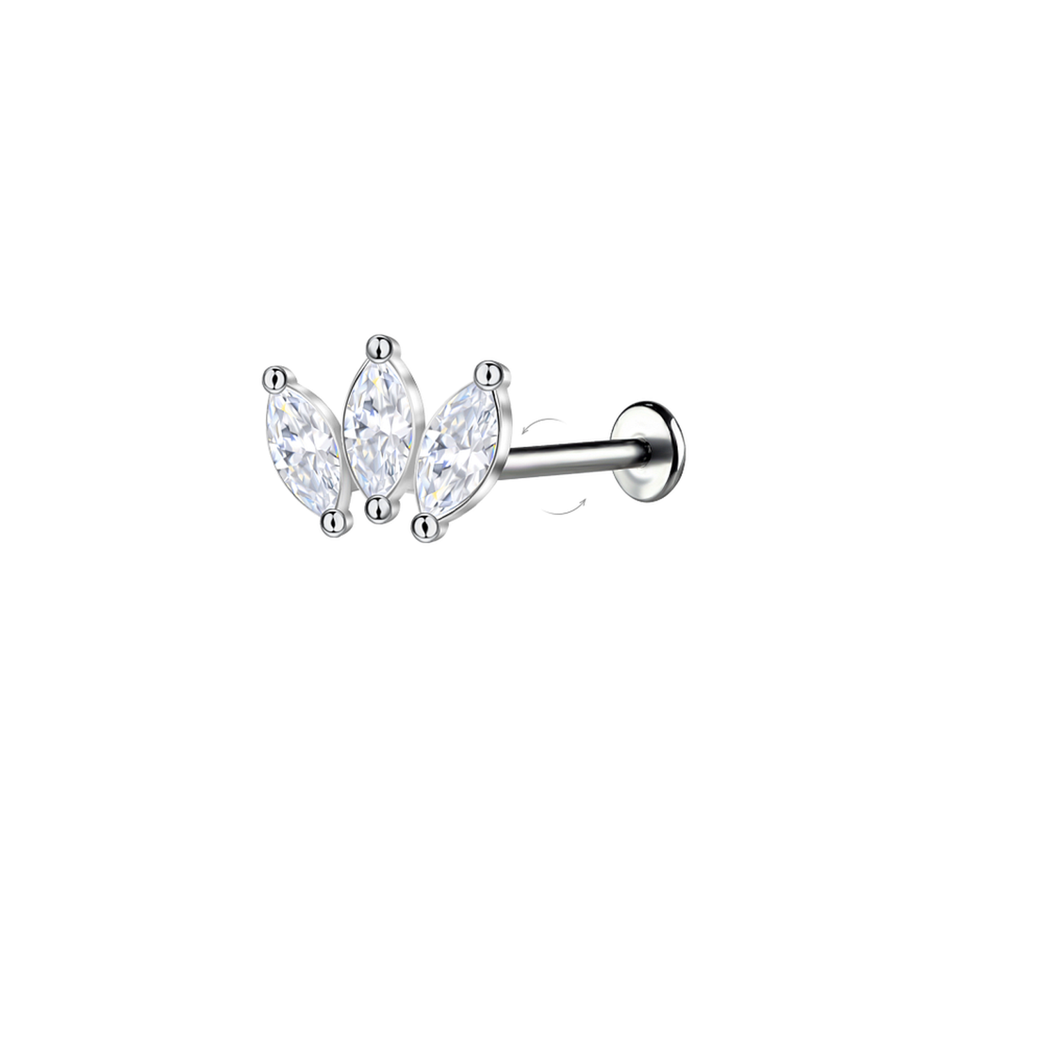 Geometric Titanium Labret Earring with Cubic Zirconia - Melchior Jewellery 