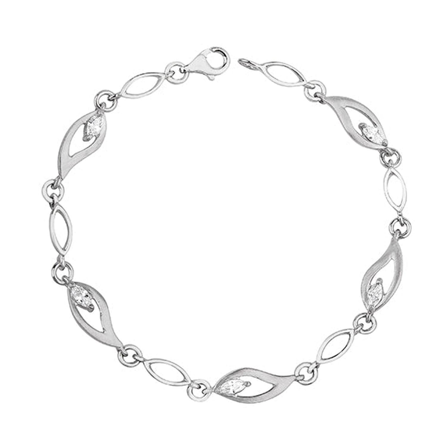 Melchior Jewellery silver White CZ Fancy Bracelet with delicate silver links and white cubic zirconia accents