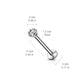 Melchior Jewellery steel labret with cubic zirconia top 11 mm stainless stud 2 mm gem 3 mm disc
