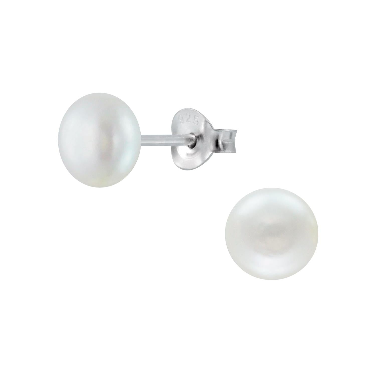 Melchior Jewellery sterling silver pearl stud earrings with classic round white pearls