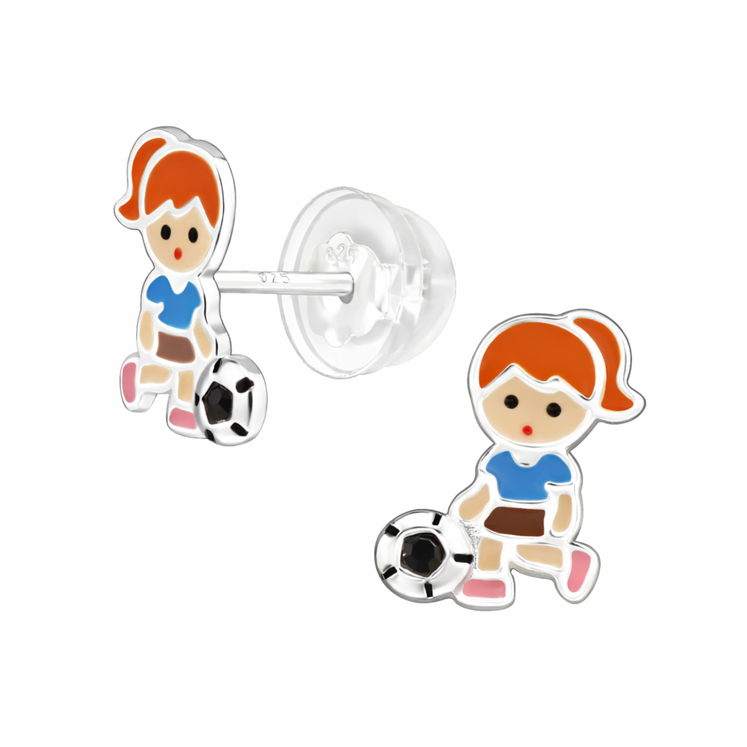 Girls Football Stud Earrings in Premium Sterling Silver - Melchior Jewellery 