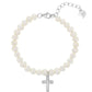 Sterling Silver Cultured Pearl with Cross Baby / Toddler Bracelet - Melchior Jewellery 