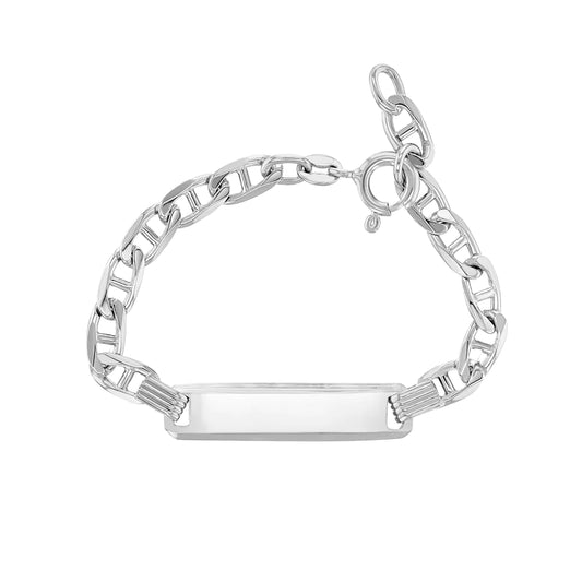 Sterling Silver Anchor Link Engravable ID Baby Toddler Kids Bracelet Boy