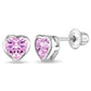 Sterling Silver Girls October Birthstone Screw Back Earrings