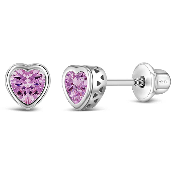 Sterling Silver Girls October Birthstone Screw Back Earrings - Melchior Jewellery 