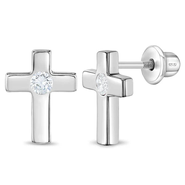 Sterling Silver Classic CZ Cross Girls Jewellery Set