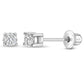 Sterling Silver Classic Setting Solitaire Toddler / Kids Screw Back Earrings