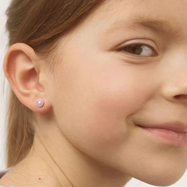 Childrens Colourful Donut Screw Back Earrings