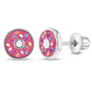 Childrens Colourful Donut Screw Back Earrings