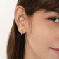Sterling Silver Half CZ Hoop Teen Screw Back Earrings