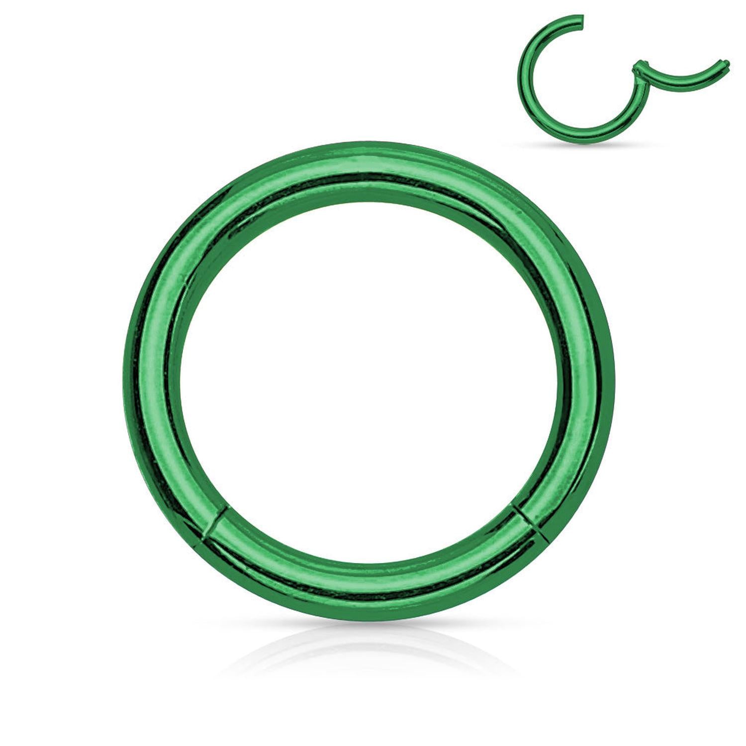 green coloured steel segment ring body jewellery with smooth polished finish by Melchior Jewellery