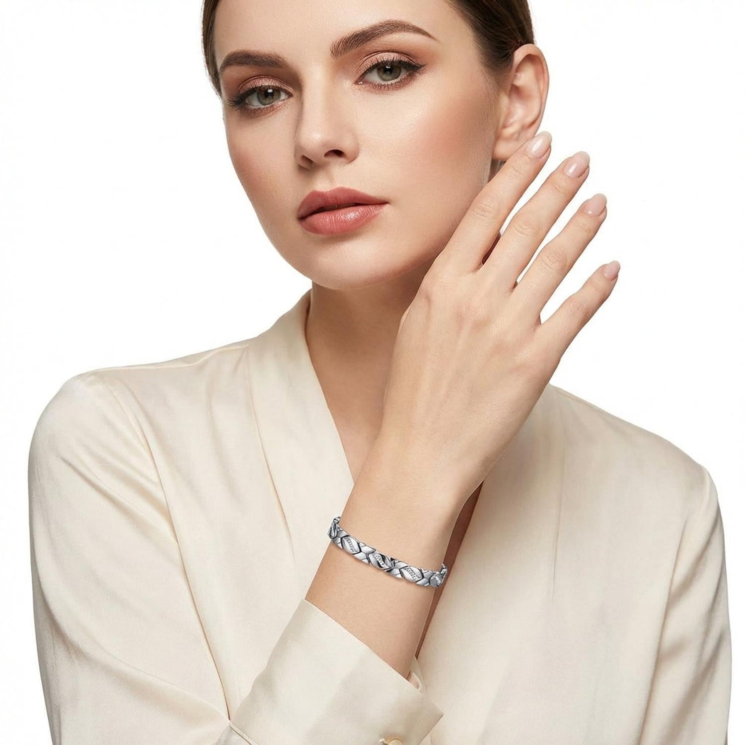 Stainless Steel Cubic Zirconia Magnetic Bracelet for Women - Melchior Jewellery 