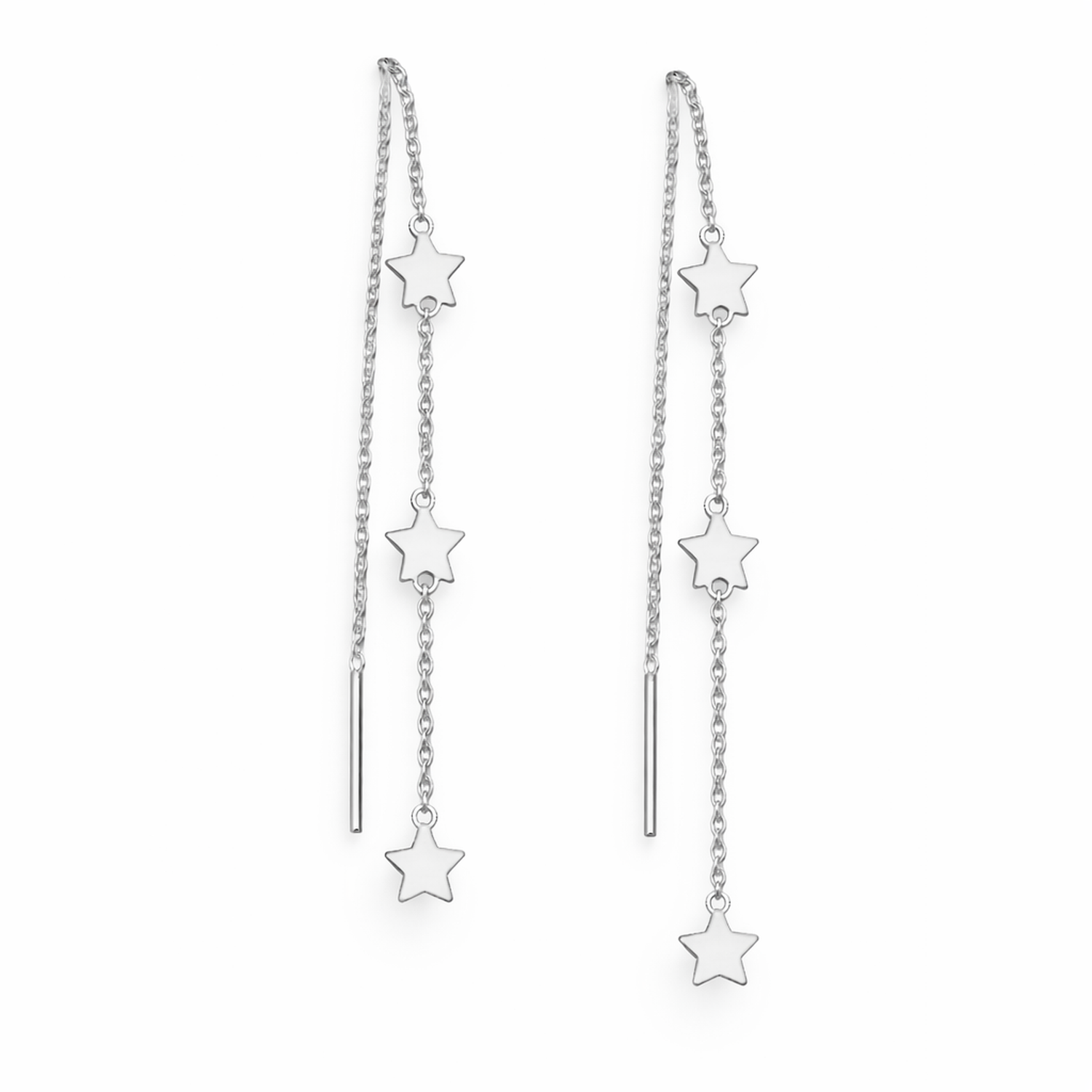 Sterling Silver Triple Star Threader Earrings - Melchior Jewellery 